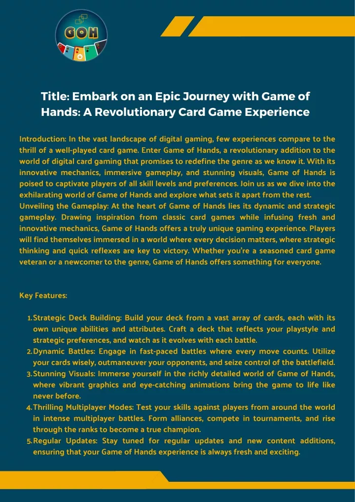 title embark on an epic journey with game