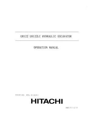 Hitachi UH122 Hydraulic Excavator operator’s manual Serial No. 0125 and up