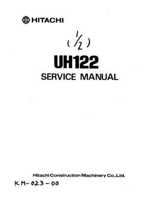 Hitachi UH122 Hydraulic Excavator Service Repair Manual