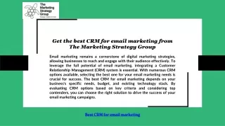 Get the best CRM for email marketing from The Marketing Strategy Group