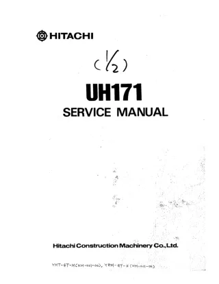 Hitachi UH171 Hydraulic Excavator Service Repair Manual