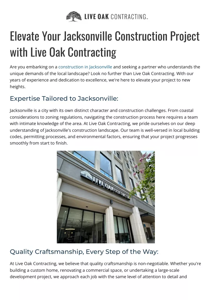 elevate your jacksonville construction project