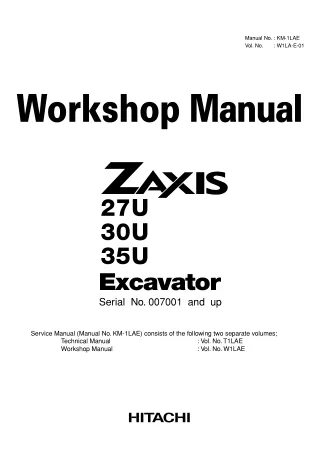 HITACHI ZAXIS 27U EXCAVATOR Service Repair Manual