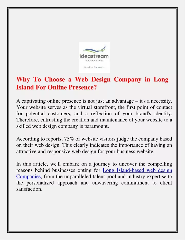 why to choose a web design company in long island