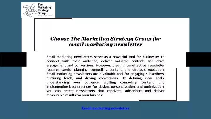 choose the marketing strategy group for email