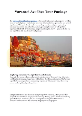 varanasi ayodhya tour package