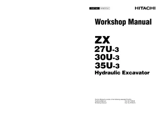 HITACHI ZAXIS 27U-3, 27U-3F EXCAVATOR Service Repair Manual
