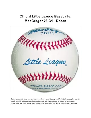 Official Little League Baseballs_ MacGregor 76-C1 - Dozen