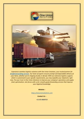 Freight Forwarding Service | One Union Solutions