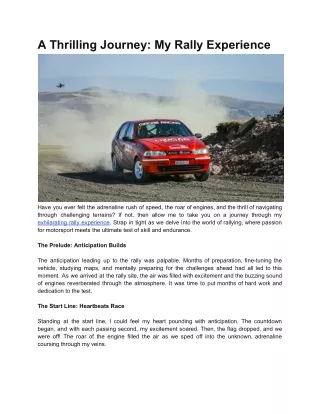 a thrilling journey my rally experience