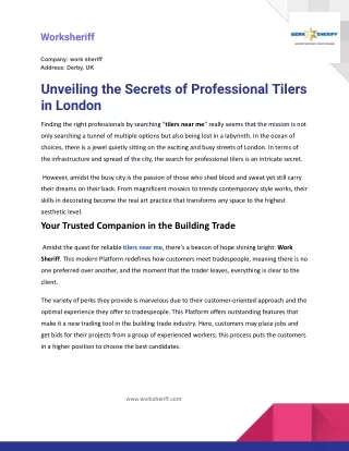 Unveiling the Secrets of Professional Tilers in London