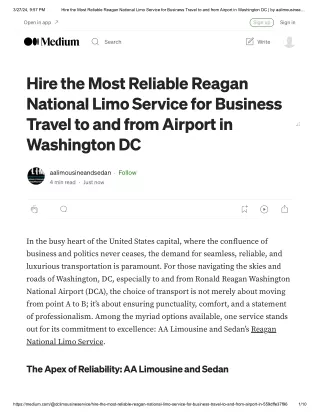 Hire the Most Reliable Reagan National Limo Service for Business Travel to and from Airport in Washington DC _ by aalimo
