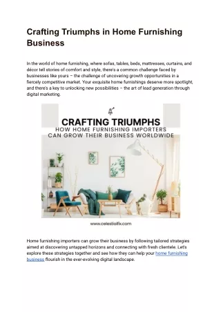 Crafting Triumphs in Home Furnishing Business