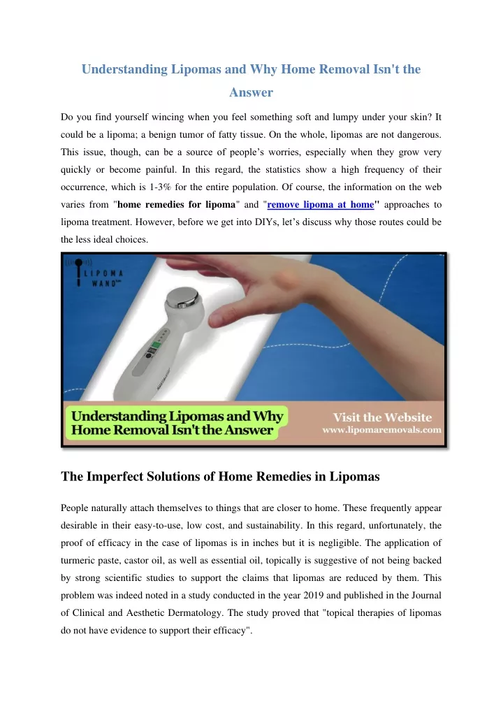 understanding lipomas and why home removal