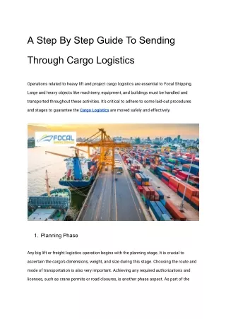 A Step By Step Guide To Sending Through Cargo Logistics