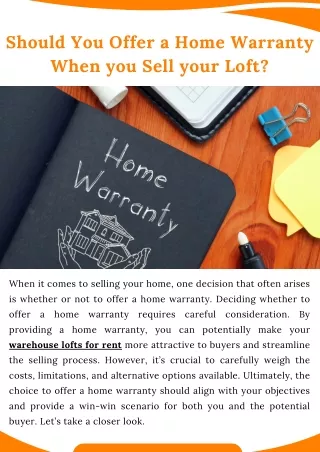 Should You Offer a Home Warranty When you Sell your Loft