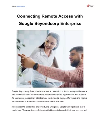 Connecting Remote Access with Google Beyondcorp Enterprise