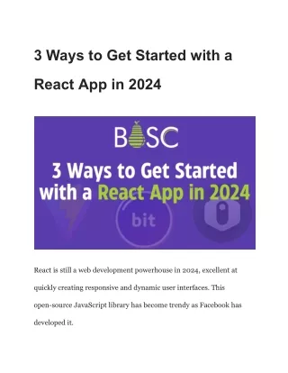 3 Ways to Get Started with a React App in 2024