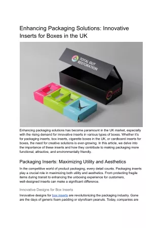 Enhancing Packaging Solutions_ Innovative Inserts for Boxes in the UK