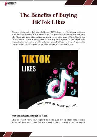 The Benefits of Buying TikTok Likes