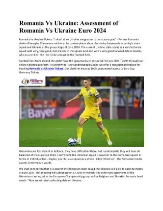 Romania Vs Ukraine Assessment of Romania Vs Ukraine Euro 2024