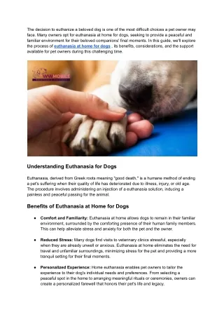 Euthanasia At Home For Dogs | WW Mobile Veterinary Services