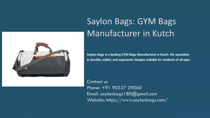 saylon bags gym bags manufacturer in kutch