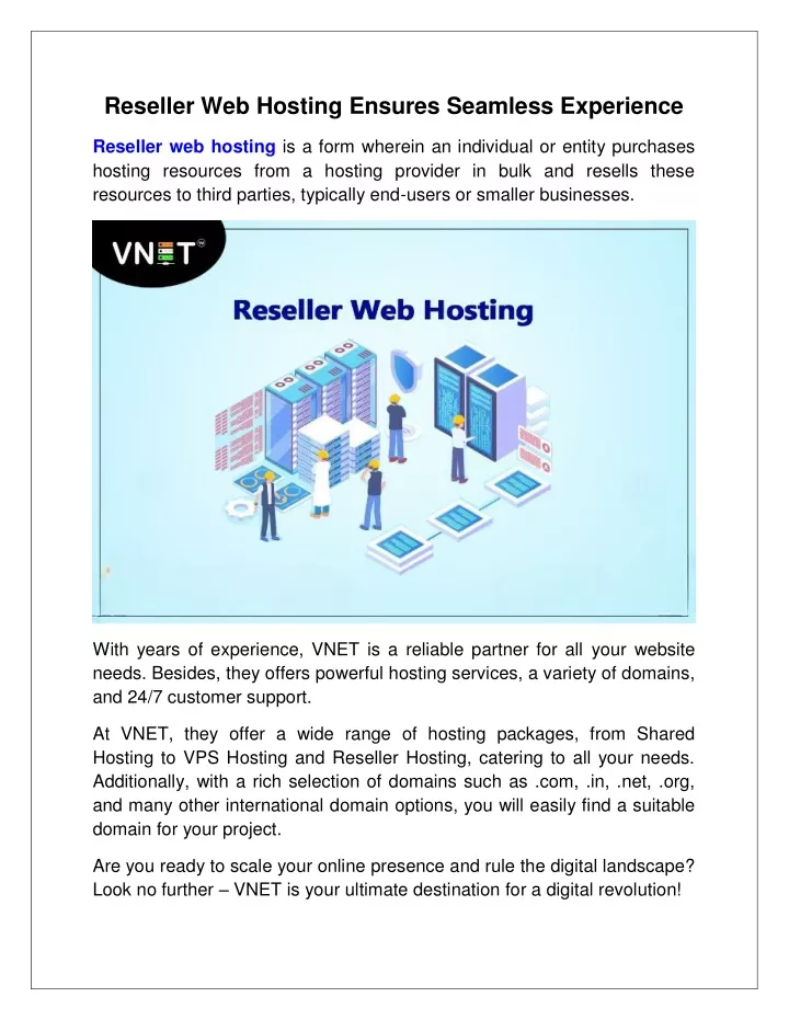 reseller web hosting ensures seamless experience