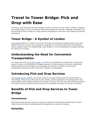 Travel to Tower Bridge_ Pick and Drop with Ease