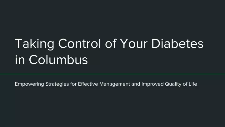 taking control of your diabetes in columbus