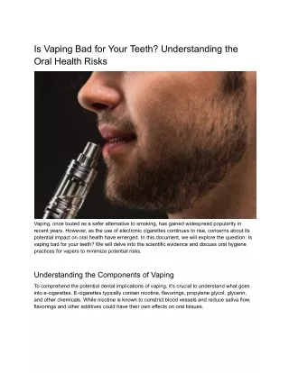 Is Vaping Bad for Your Teeth? - Understanding the Oral Health Risks