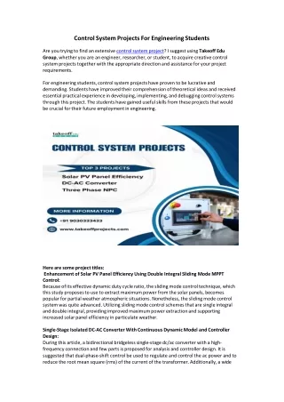 Control System Projects For Engineering Students