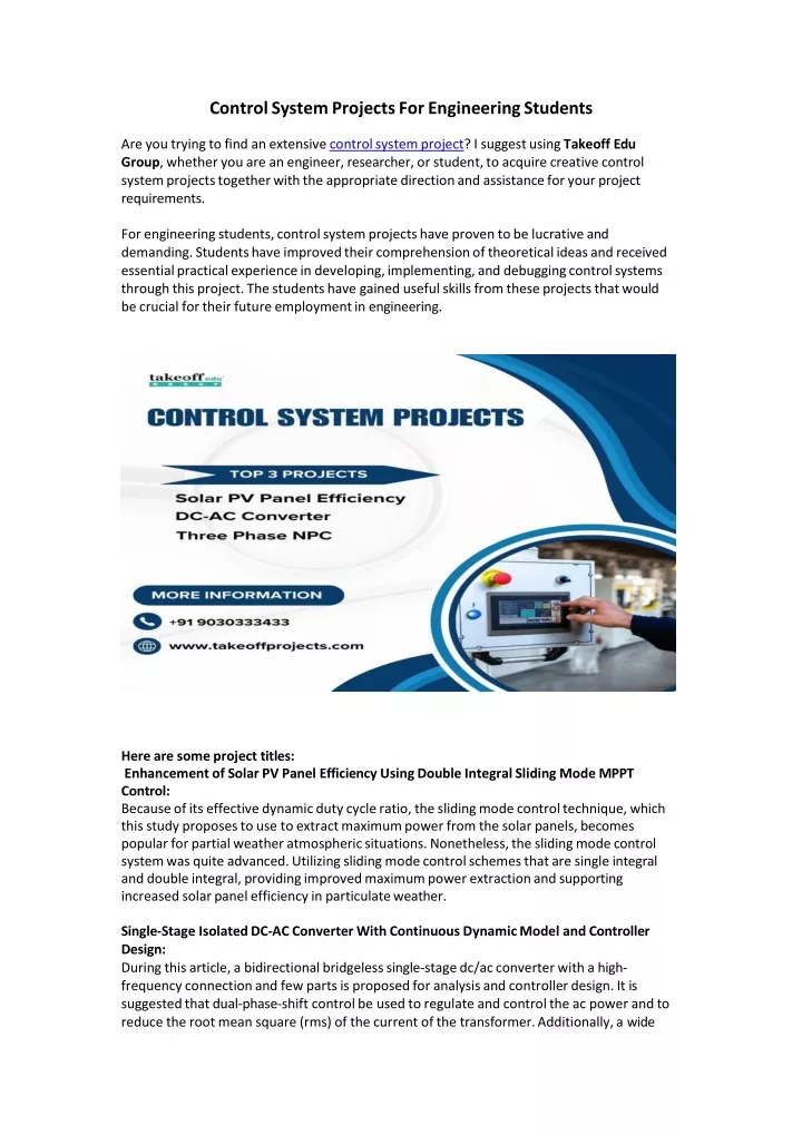 control system projects for engineering students