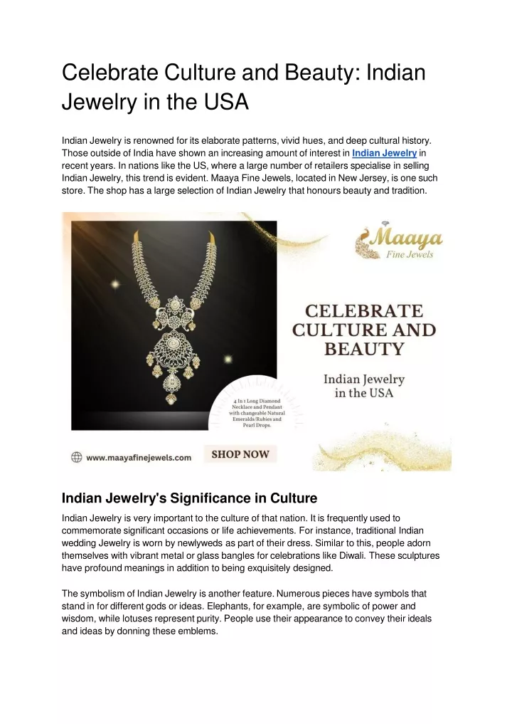 celebrate culture and beauty indian jewelry in the usa