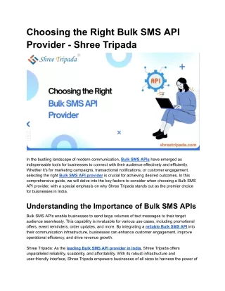 Choosing the Right Bulk SMS API Provider - Shree Tripada