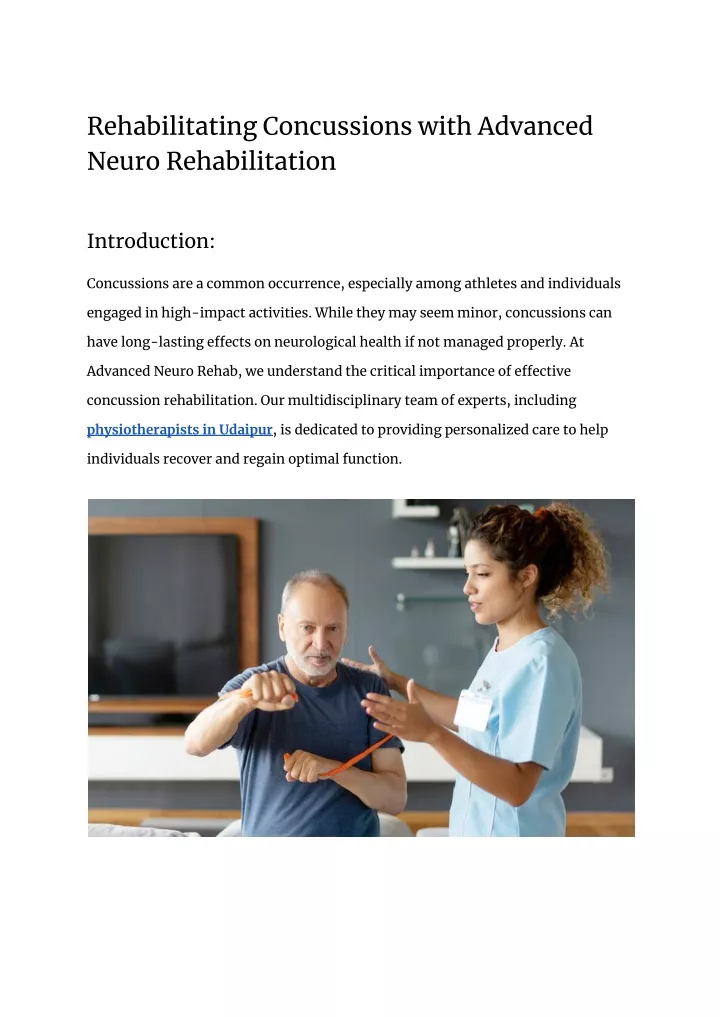 rehabilitating concussions with advanced neuro