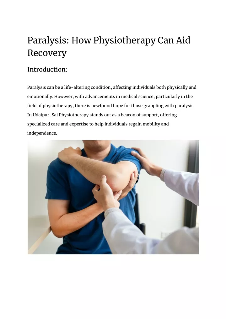 paralysis how physiotherapy can aid recovery