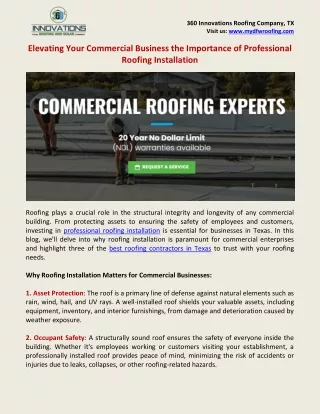Elevating Your Commercial Business The Importance of Professional Roofing Installation