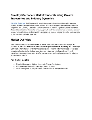 Dimethyl Carbonate Market_ Understanding Growth Trajectories and Industry Dynamics