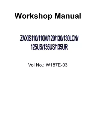 HITACHI ZAXIS 110 EXCAVATOR Service Repair Manual