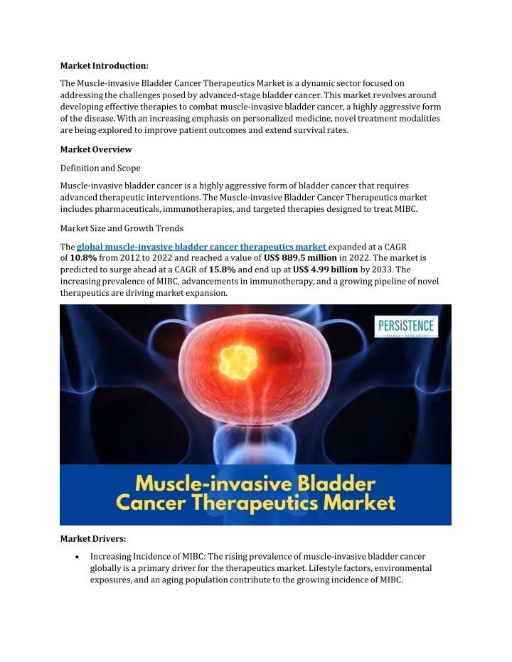 market introduction the muscle invasive bladder