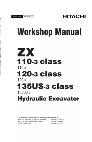 Hitachi ZAXIS 110-3 Class Hydraulic Excavator Service Repair Manual