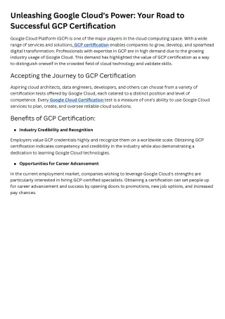 Unleashing Google Cloud's Power Your Road to Successful GCP Certification