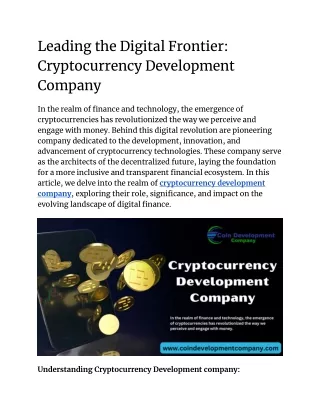 Leading the Digital Frontier_ Cryptocurrency Development Company