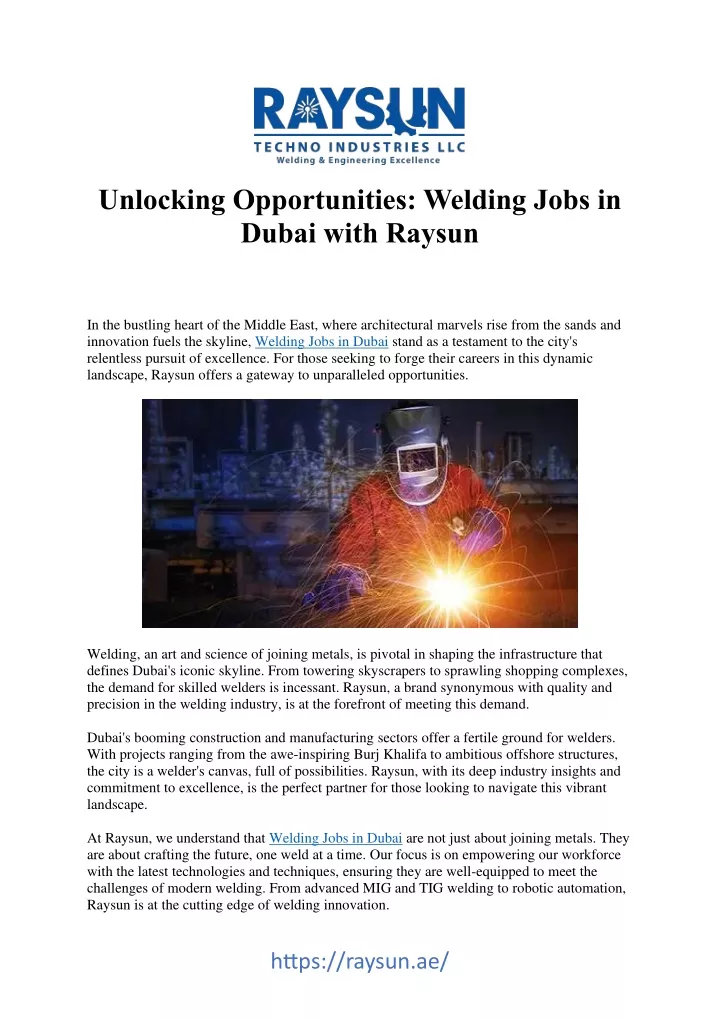 unlocking opportunities welding jobs in dubai