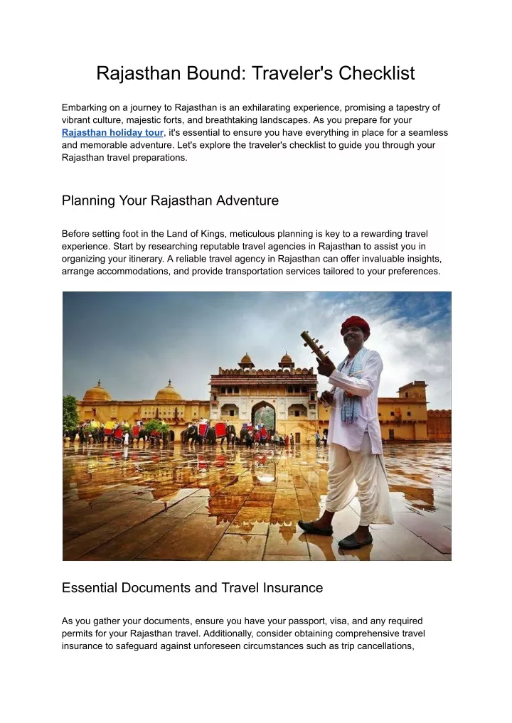 rajasthan bound traveler s checklist