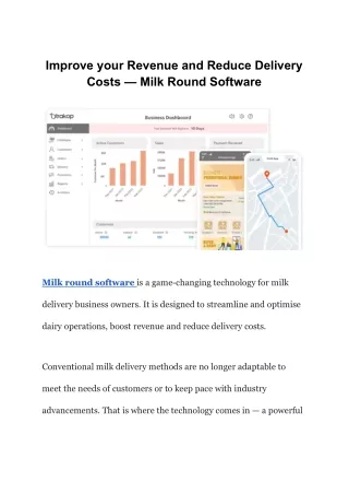Improve your Revenue and Reduce Delivery Costs — Milk Round Software