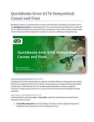 QuickBooks Error 6176 Demystified: Causes and Fixes