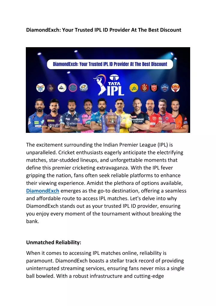 diamondexch your trusted ipl id provider