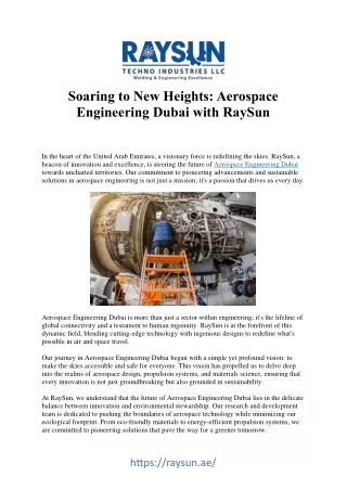 Soaring High in the Sky: Aerospace Engineering in Dubai